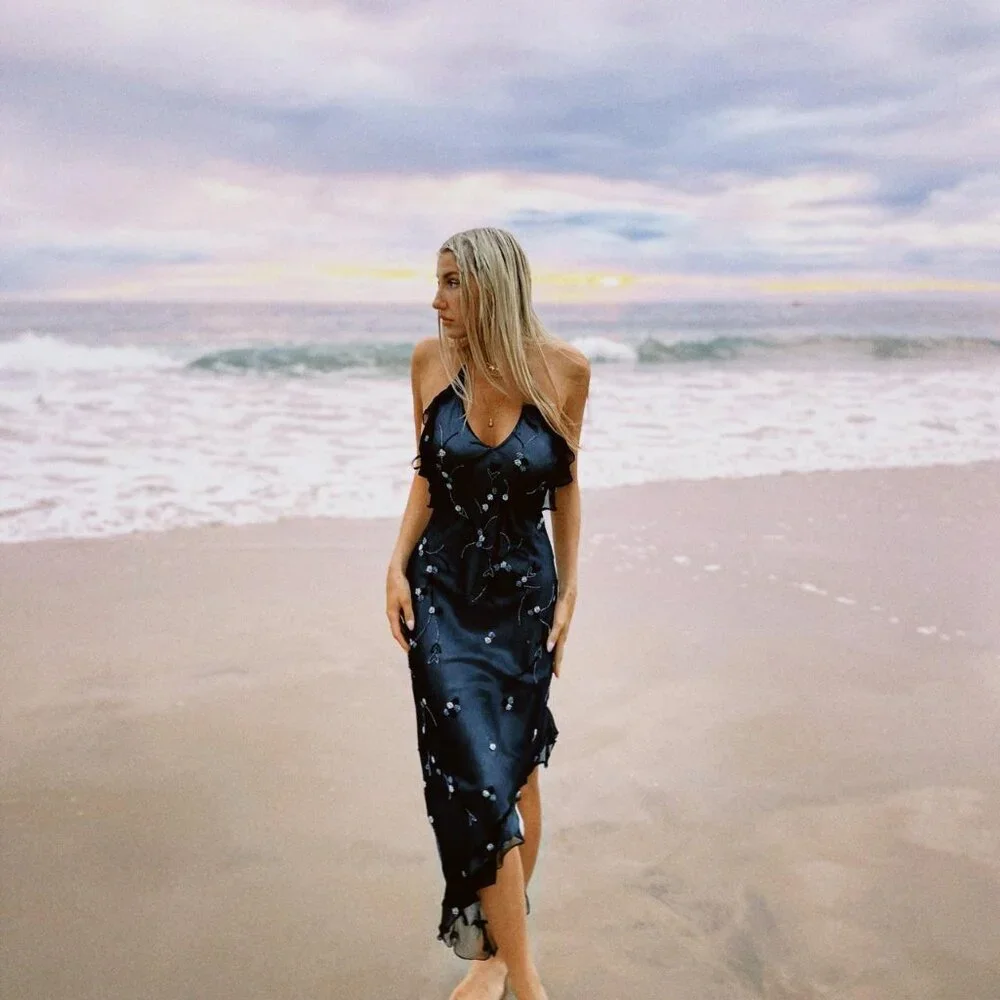 Vintage Beaded 100% Silk Dress - Picture 6 of 6